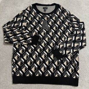 Shaquille O'Neal XLG Sweater Mens 4XLT Black Beige Geometric Crewneck Pullover